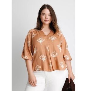 Anthropologie Dolan Alvia Peasant Peach Blouse XS